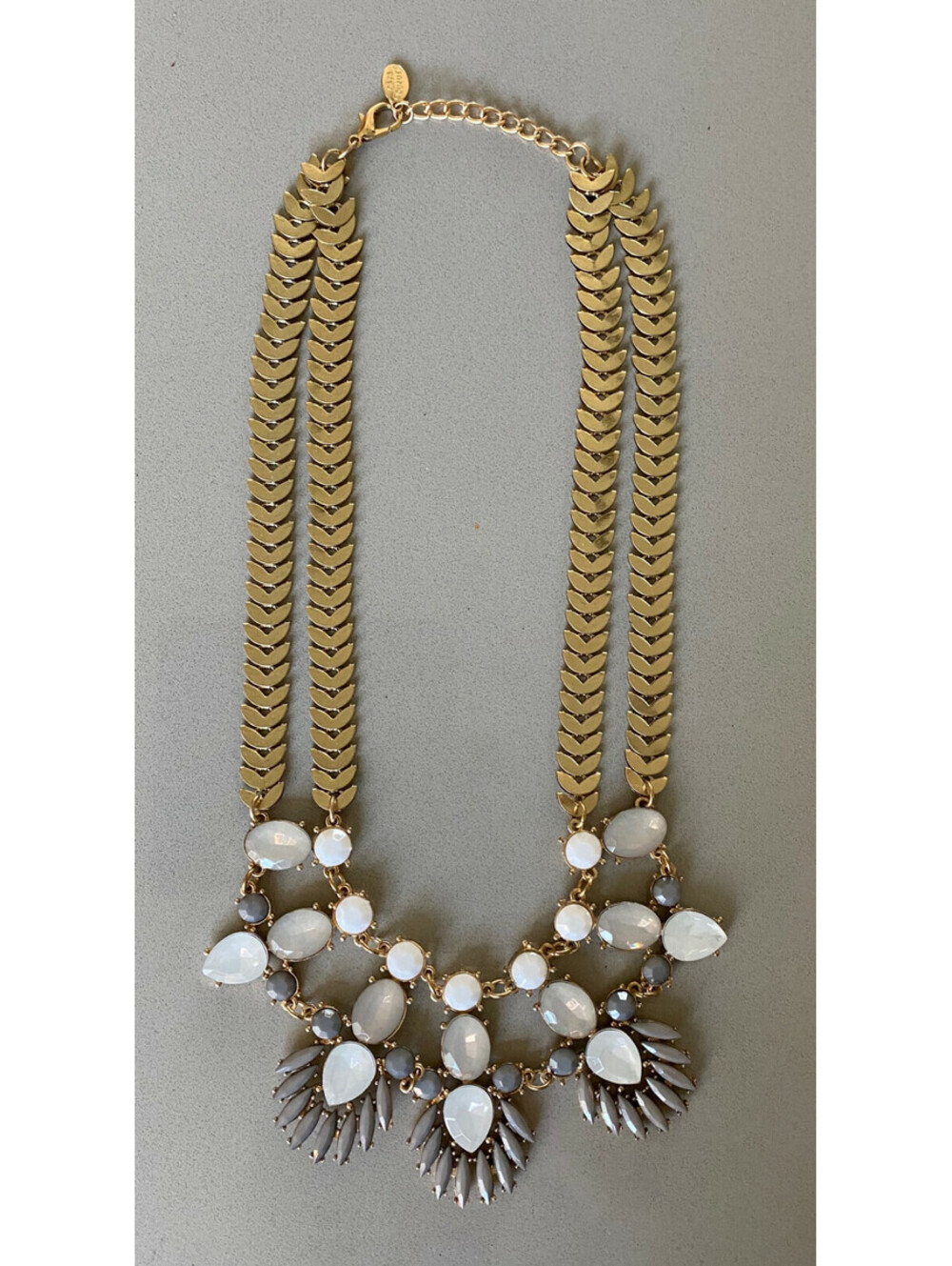 HSN CARA COUTURE STATEMENT NECKLACE Stones BIB NECKLACE Multicolor TWO ROW $98